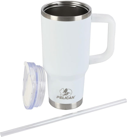 Pelican Porter™ 30 oz Travel Tumbler – Recycled Stainless Steel, Vacuum Insulated Mug with Handle – Keeps Drinks Hot 9 Hrs / Cold 16 Hrs – Spill-Resistant Lid, Dishwasher Safe– DESERT SAGE