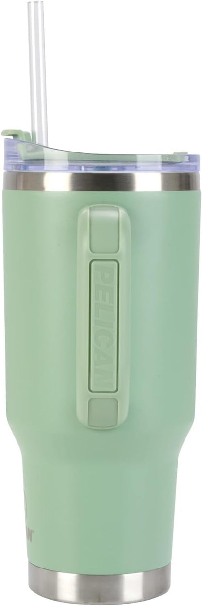 Pelican Porter™ 30 oz Travel Tumbler – Recycled Stainless Steel, Vacuum Insulated Mug with Handle – Keeps Drinks Hot 9 Hrs / Cold 16 Hrs – Spill-Resistant Lid, Dishwasher Safe– DESERT SAGE