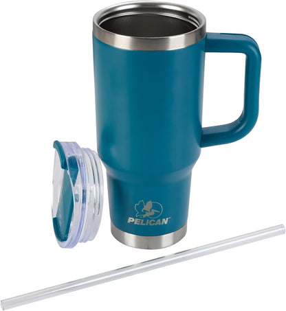 Pelican Porter™ 30 oz Travel Tumbler – Recycled Stainless Steel, Vacuum Insulated Mug with Handle – Keeps Drinks Hot 9 Hrs / Cold 16 Hrs – Spill-Resistant Lid, Dishwasher Safe– DESERT SAGE