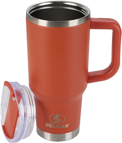 Pelican Porter™ 30 oz Travel Tumbler – Recycled Stainless Steel, Vacuum Insulated Mug with Handle – Keeps Drinks Hot 9 Hrs / Cold 16 Hrs – Spill-Resistant Lid, Dishwasher Safe– DESERT SAGE