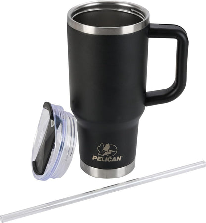 Pelican Porter™ 30 oz Travel Tumbler – Recycled Stainless Steel, Vacuum Insulated Mug with Handle – Keeps Drinks Hot 9 Hrs / Cold 16 Hrs – Spill-Resistant Lid, Dishwasher Safe– DESERT SAGE