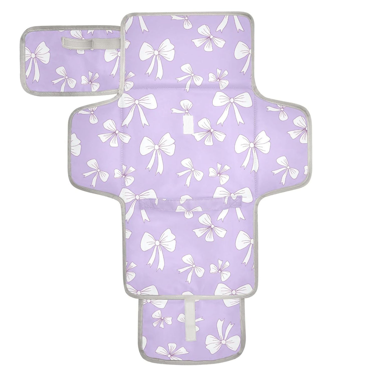 White Bow Purple Background Portable Diaper Changing Pad for Baby, Waterproof & Foldable Changing Mat, Soft & Comfortable with Wipes Pocket, Baby Essentials