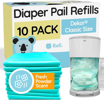 . Diaper Pail Refill Bags (10 Pack) Compatible with Dekor Classic