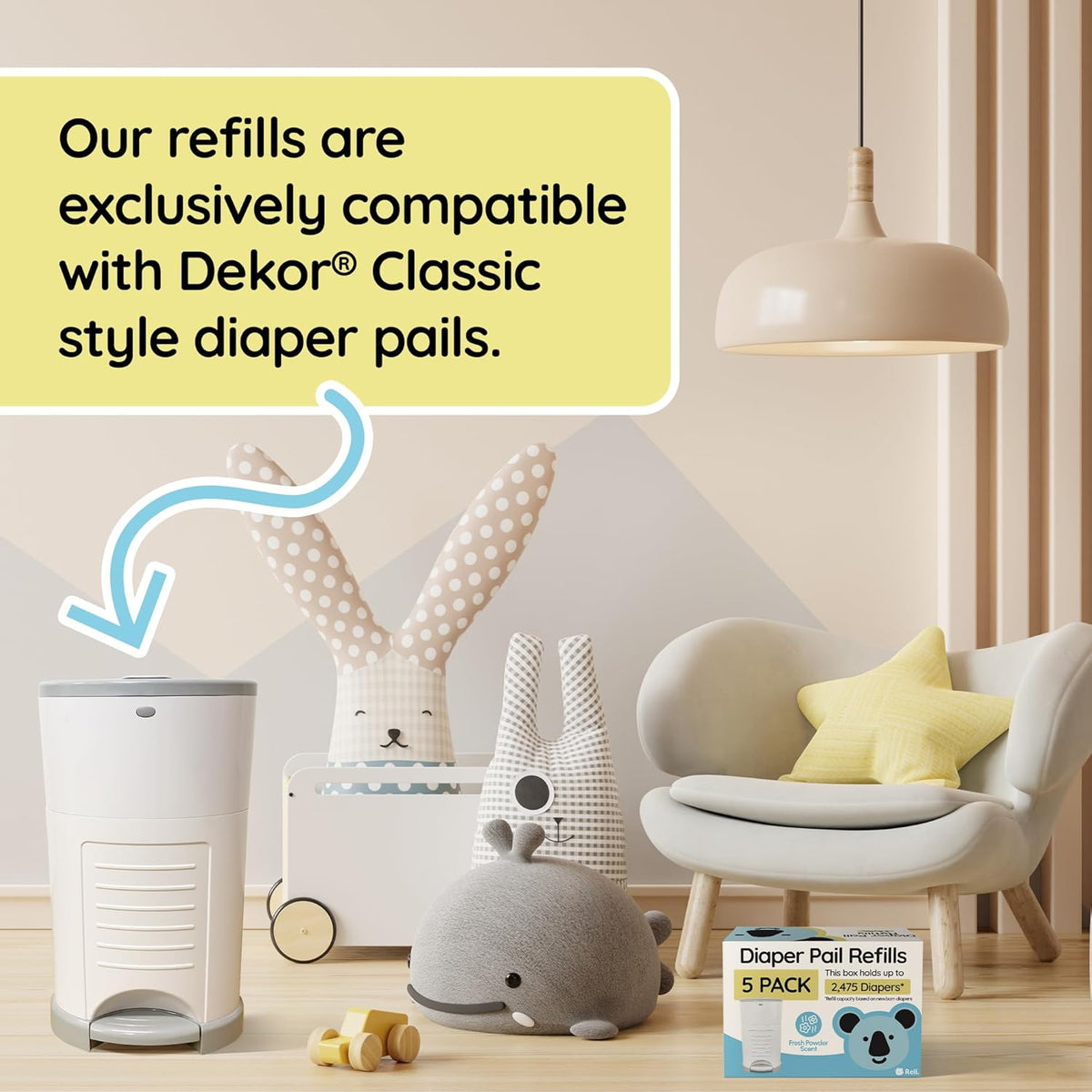 . Diaper Pail Refill Bags (10 Pack) Compatible with Dekor Classic