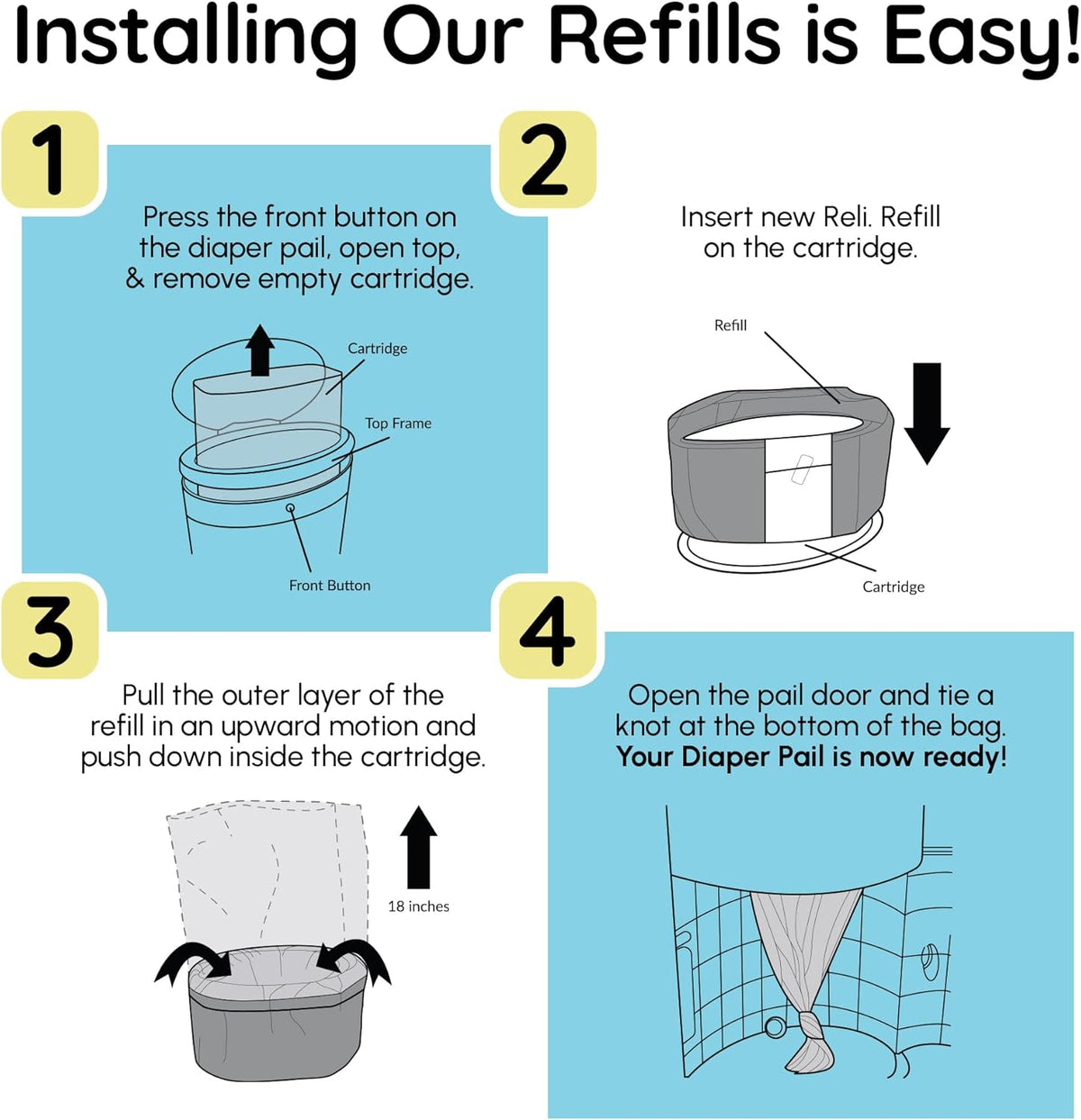 . Diaper Pail Refill Bags (10 Pack) Compatible with Dekor Classic