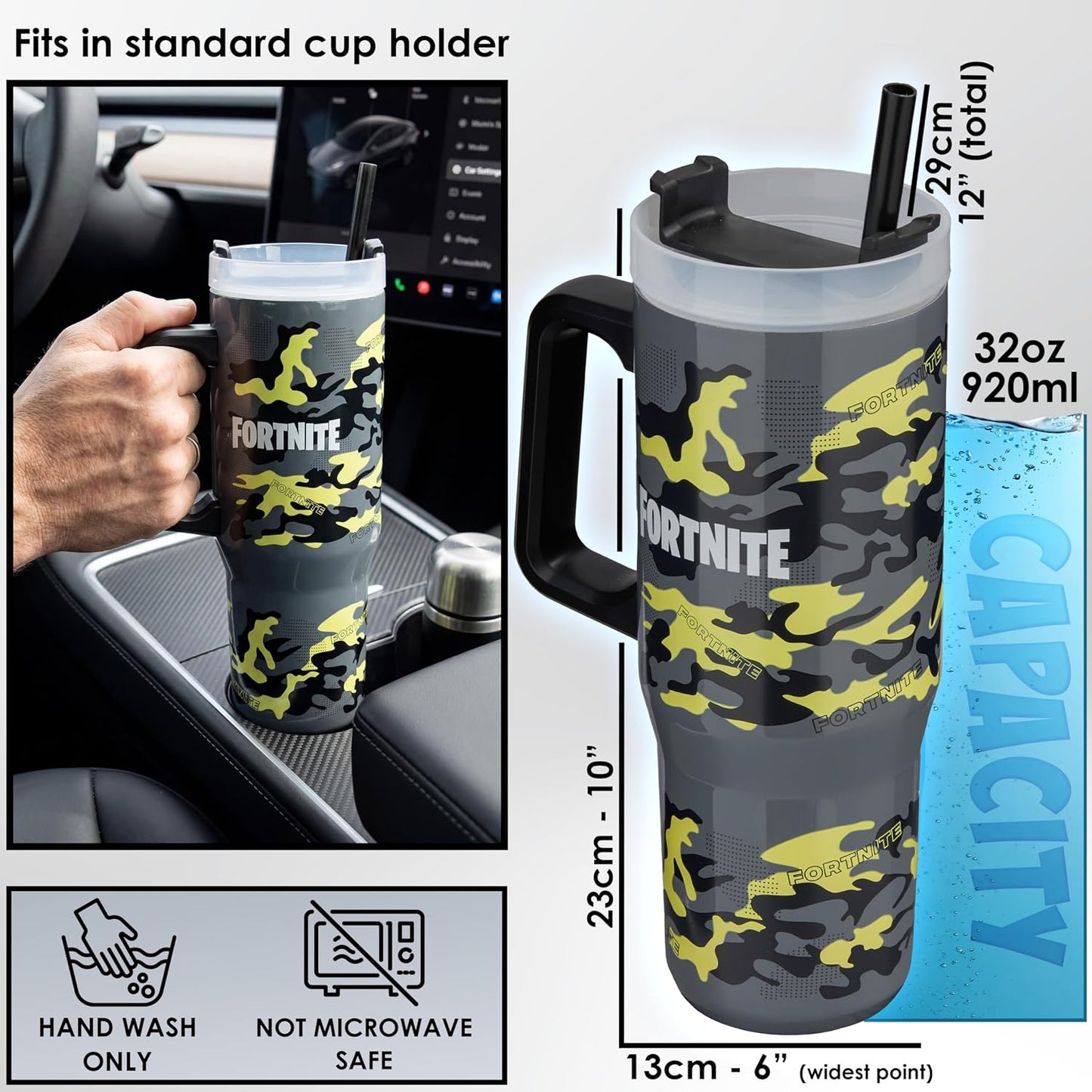 Super Mario Tumbler with Handle and Straw 32 oz, Keeps Hot 8 Hrs, Cold 12H & Ice 42H, BPA-Free Insulated Stainless Steel Water Bottle, Travel Mug, Gamer Gifts (Blue Super Mario)