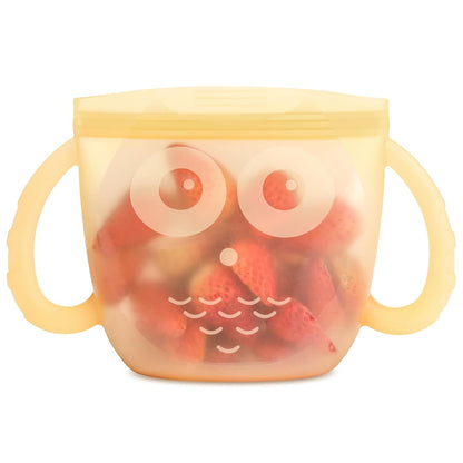 Oscar Owl Baby Snack Container-Silicone Travel Snack Pouch for Toddlers,Spill Proof Toddler Snack Cup, Reusable Snack Bags for Infant On-The-Go,BPA Free- Pea Green