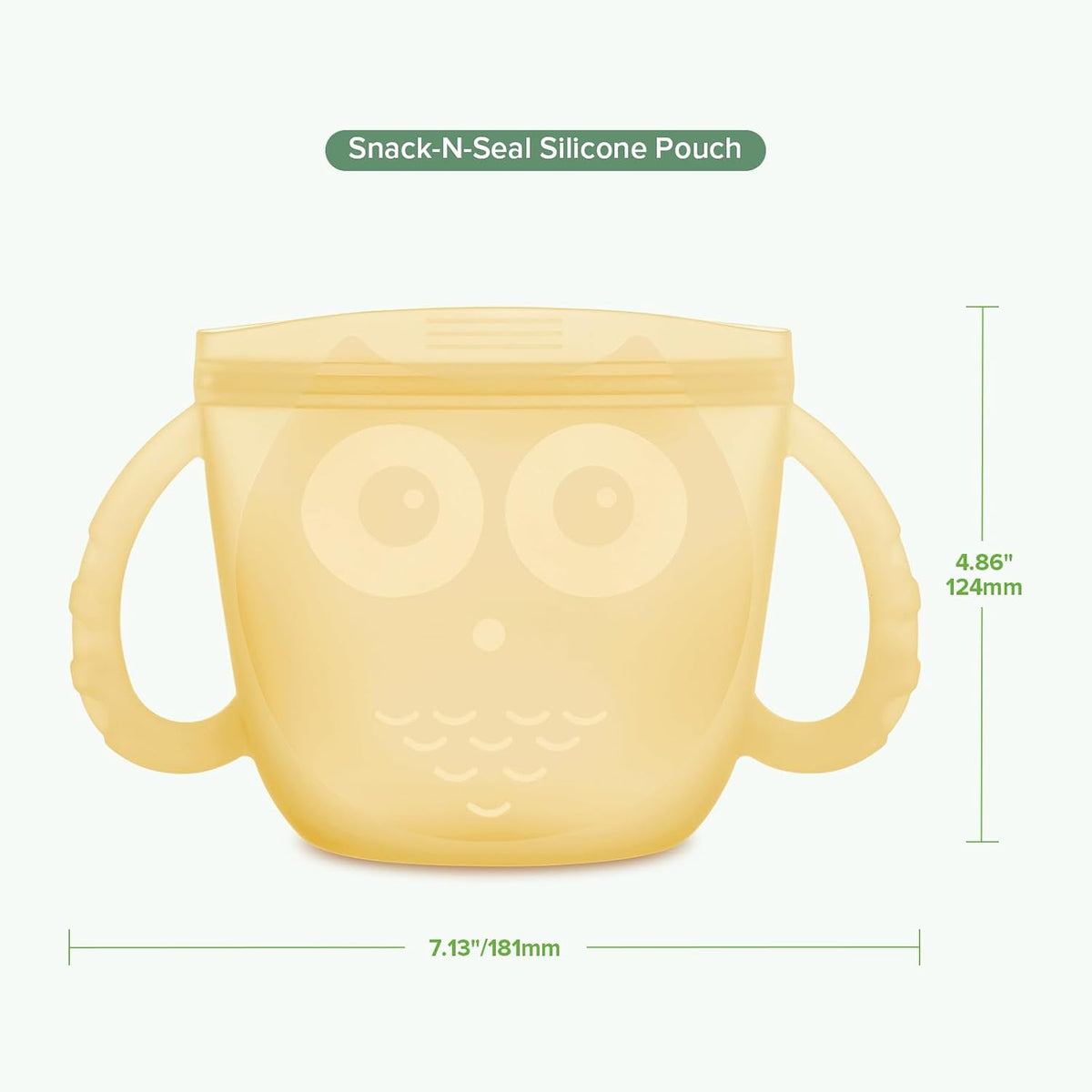 Oscar Owl Baby Snack Container-Silicone Travel Snack Pouch for Toddlers,Spill Proof Toddler Snack Cup, Reusable Snack Bags for Infant On-The-Go,BPA Free- Pea Green