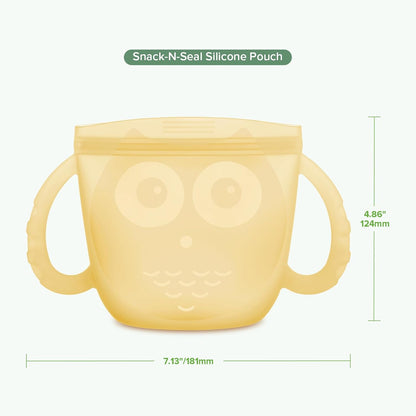 Oscar Owl Baby Snack Container-Silicone Travel Snack Pouch for Toddlers,Spill Proof Toddler Snack Cup, Reusable Snack Bags for Infant On-The-Go,BPA Free- Pea Green