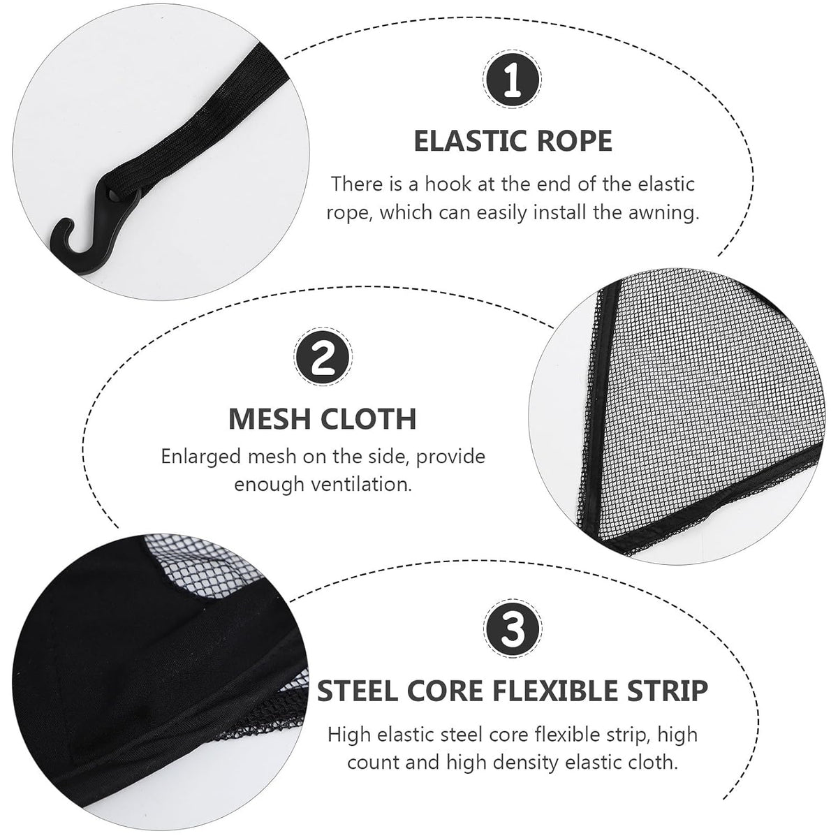 Stroller Sunscreen Umbrella Full-Cover Sunshade Windproof Black Canopy for Stroller Weather Protection Shade for Outdoor Use