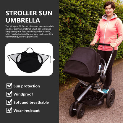 Stroller Sunscreen Umbrella Full-Cover Sunshade Windproof Black Canopy for Stroller Weather Protection Shade for Outdoor Use