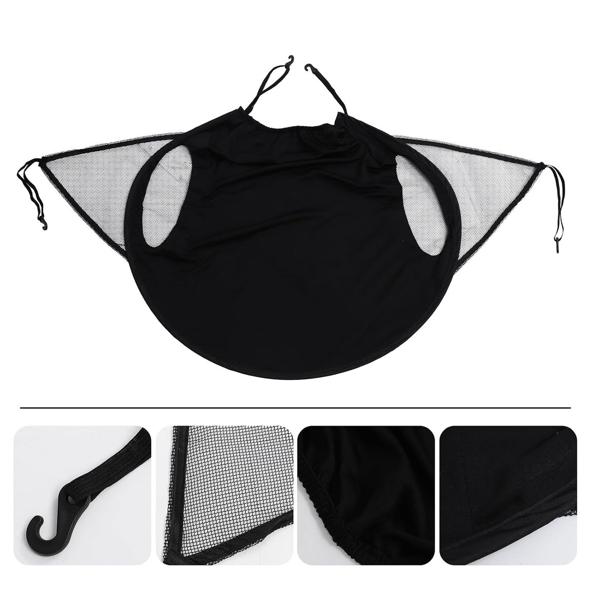 Stroller Sunscreen Umbrella Full-Cover Sunshade Windproof Black Canopy for Stroller Weather Protection Shade for Outdoor Use