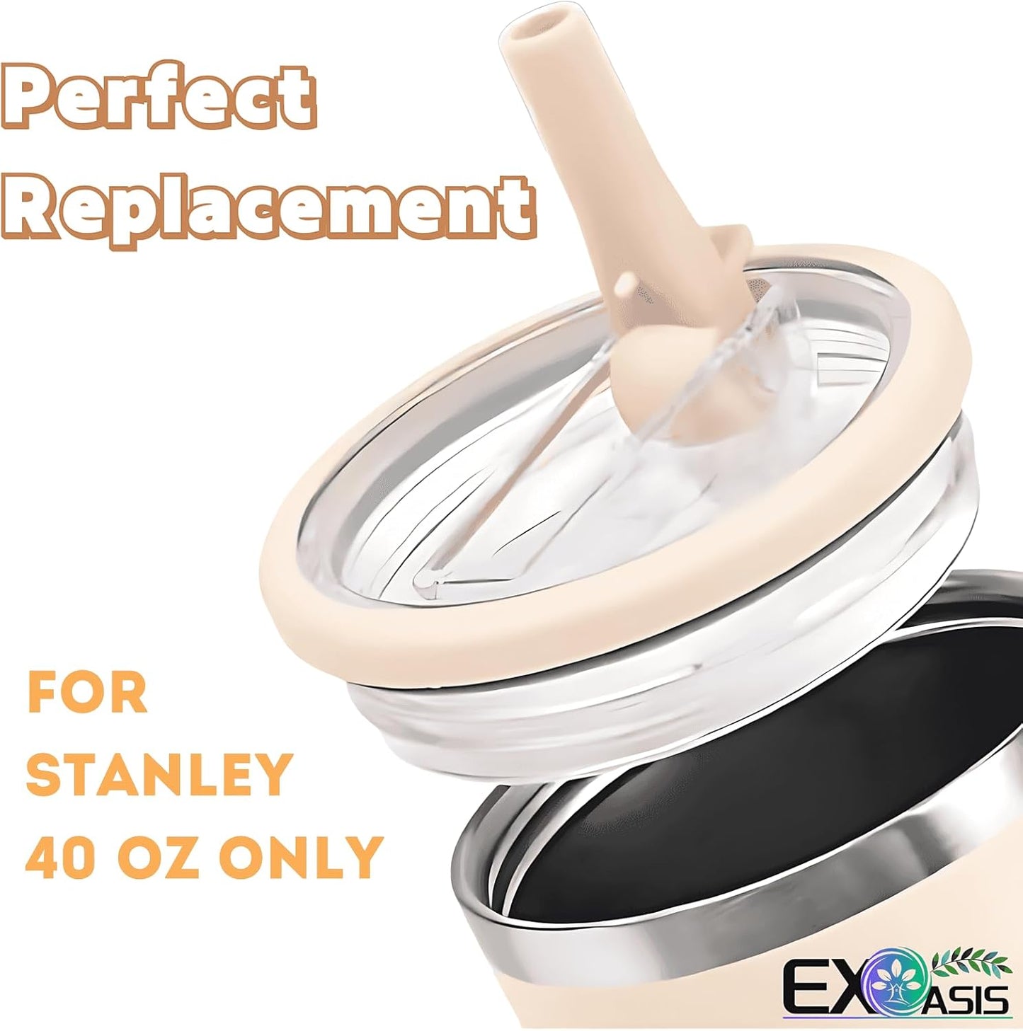 Leak Proof Flip Straw Lid for Stanley 40 oz Quencher H2.0, No Spill Replacement Lid with Extended Straw for Travel, Gym, Car & Everyday Use, BPA-Free Clear Tumbler Accessory (Pink)