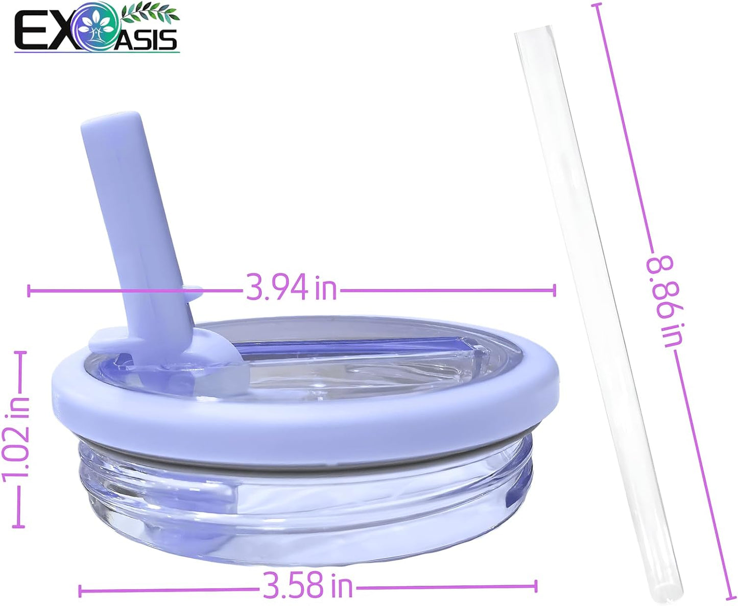 Leak Proof Flip Straw Lid for Stanley 40 oz Quencher H2.0, No Spill Replacement Lid with Extended Straw for Travel, Gym, Car & Everyday Use, BPA-Free Clear Tumbler Accessory (Pink)