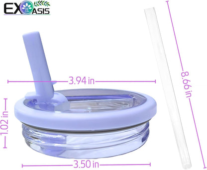 Leak Proof Flip Straw Lid for Stanley 40 oz Quencher H2.0, No Spill Replacement Lid with Extended Straw for Travel, Gym, Car & Everyday Use, BPA-Free Clear Tumbler Accessory (Pink)