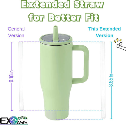 Leak Proof Flip Straw Lid for Stanley 40 oz Quencher H2.0, No Spill Replacement Lid with Extended Straw for Travel, Gym, Car & Everyday Use, BPA-Free Clear Tumbler Accessory (Pink)