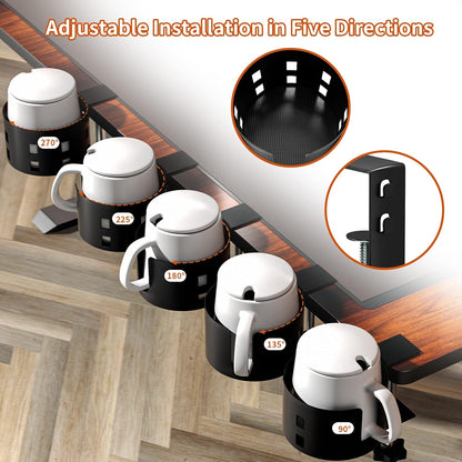 4-in-1 Desk Organizer- Large Desk Cup Holder Clamp with Headphone Stand, Pencil Holder and Phone Stand - Detachable, Rotating Hanger, Office & PC Gaming Accessories for Cup, Phone and Pen
