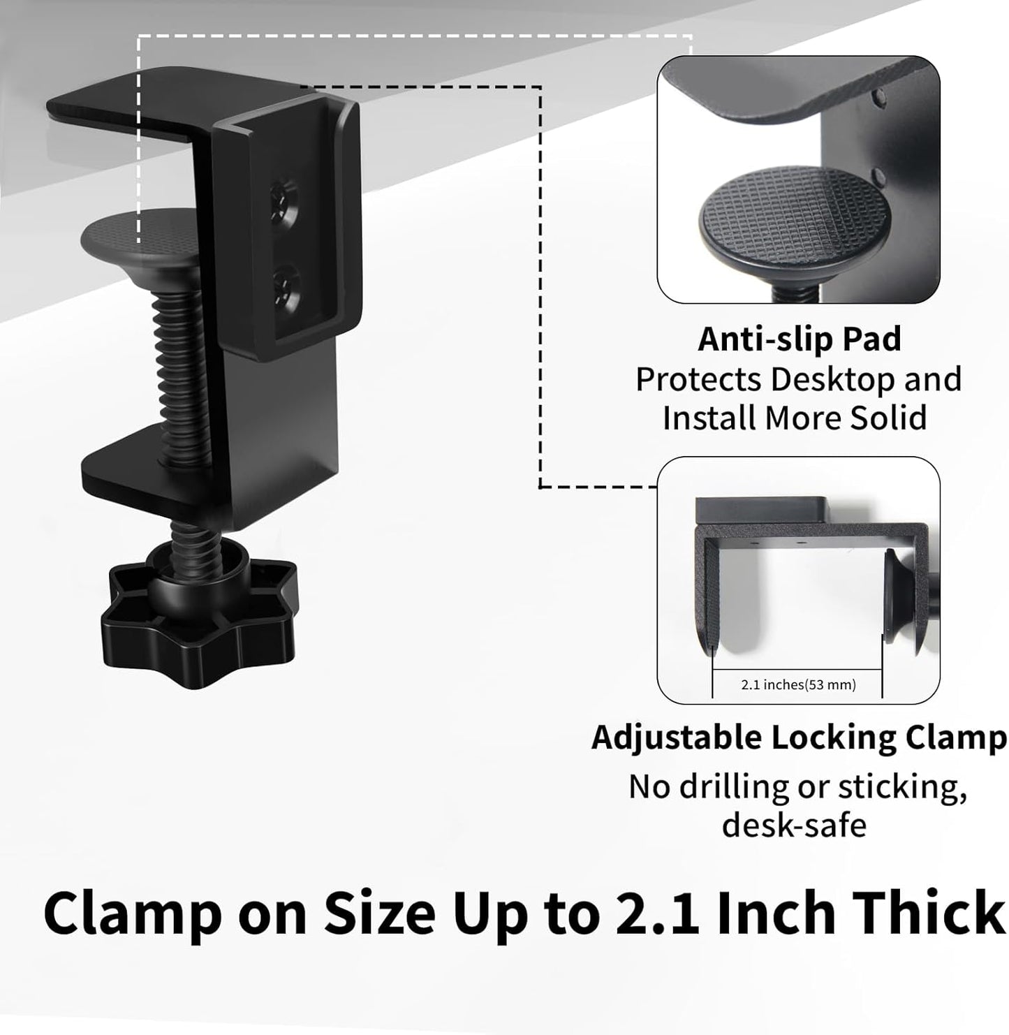 4-in-1 Desk Organizer- Large Desk Cup Holder Clamp with Headphone Stand, Pencil Holder and Phone Stand - Detachable, Rotating Hanger, Office & PC Gaming Accessories for Cup, Phone and Pen