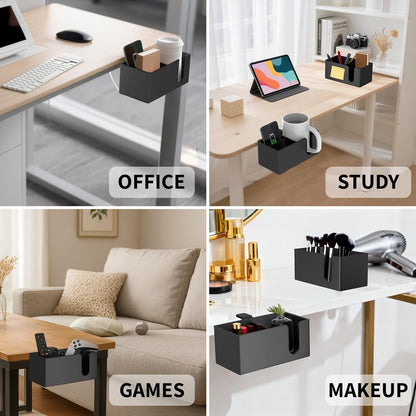 4-in-1 Desk Organizer- Large Desk Cup Holder Clamp with Headphone Stand, Pencil Holder and Phone Stand - Detachable, Rotating Hanger, Office & PC Gaming Accessories for Cup, Phone and Pen