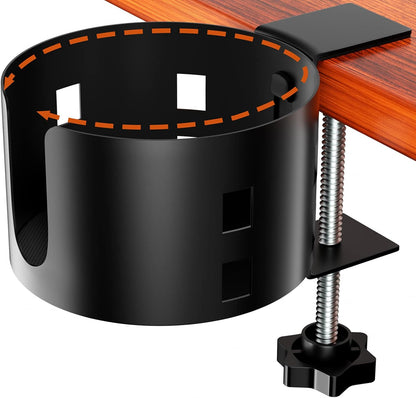 4-in-1 Desk Organizer- Large Desk Cup Holder Clamp with Headphone Stand, Pencil Holder and Phone Stand - Detachable, Rotating Hanger, Office & PC Gaming Accessories for Cup, Phone and Pen