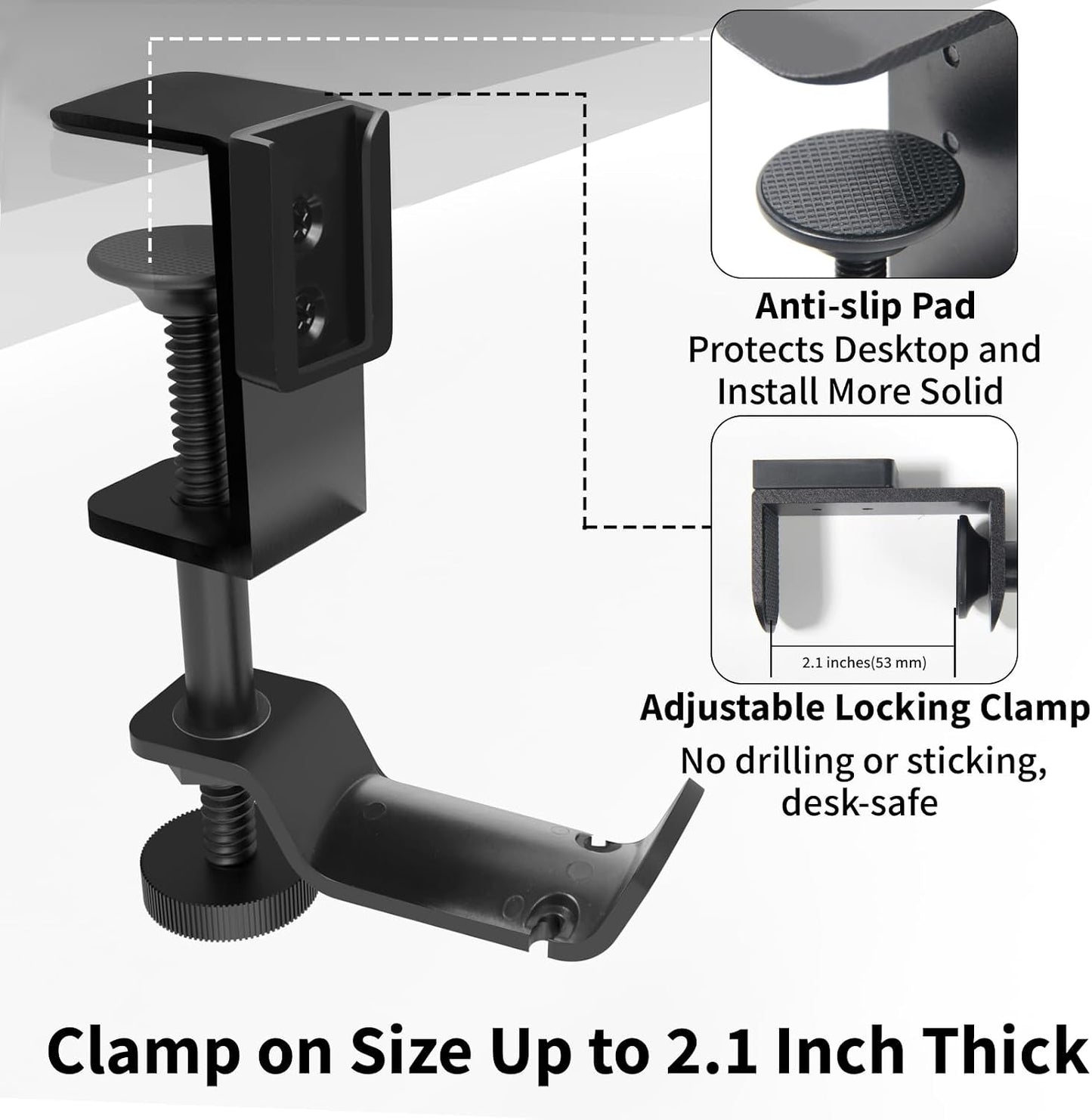 4-in-1 Desk Organizer- Large Desk Cup Holder Clamp with Headphone Stand, Pencil Holder and Phone Stand - Detachable, Rotating Hanger, Office & PC Gaming Accessories for Cup, Phone and Pen
