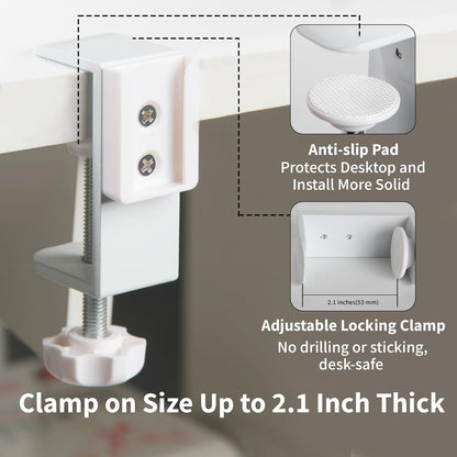 4-in-1 Desk Organizer- Large Desk Cup Holder Clamp with Headphone Stand, Pencil Holder and Phone Stand - Detachable, Rotating Hanger, Office & PC Gaming Accessories for Cup, Phone and Pen