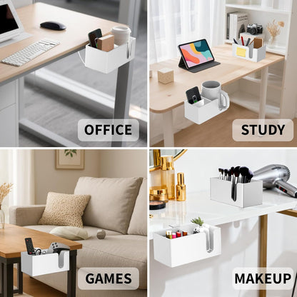 4-in-1 Desk Organizer- Large Desk Cup Holder Clamp with Headphone Stand, Pencil Holder and Phone Stand - Detachable, Rotating Hanger, Office & PC Gaming Accessories for Cup, Phone and Pen