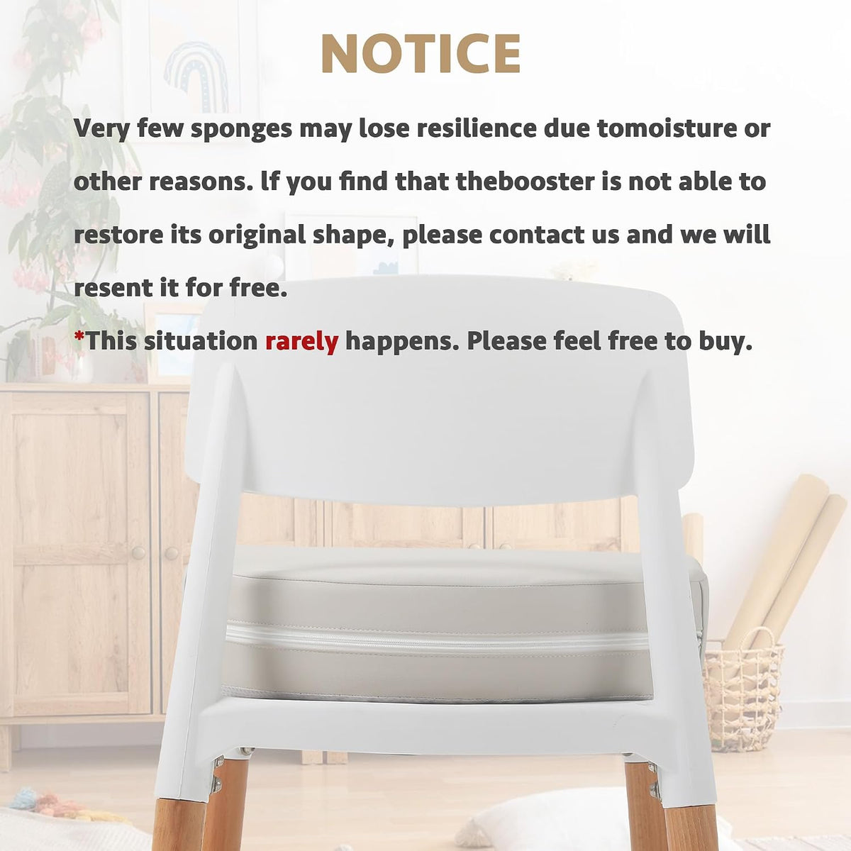 U-Shaped Toddler Booster Seat for Kitchen Chair (Big Size) Dining Table, Portable Waterproof PU Material Kids Booster Seat with Safety Buckles, High Cushion for Travel with Non-Slip Bottom