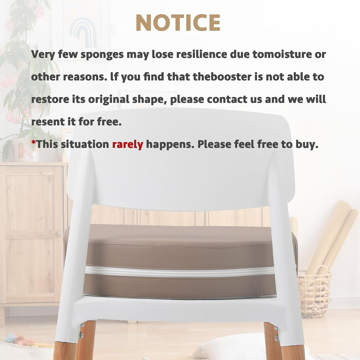 U-Shaped Toddler Booster Seat for Kitchen Chair (Big Size) Dining Table, Portable Waterproof PU Material Kids Booster Seat with Safety Buckles, High Cushion for Travel with Non-Slip Bottom