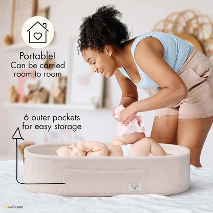 XL Baby Changing Basket for Dresser Top, Moses Baskets for Newborn, Portable Baby Diaper Changing Pad Table Topper for Dresser, Moses Bassinet Mat with Waterproof Pad Cover and Diaper Caddy