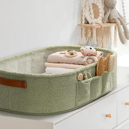 XL Baby Changing Basket for Dresser Top, Moses Baskets for Newborn, Portable Baby Diaper Changing Pad Table Topper for Dresser, Moses Bassinet Mat with Waterproof Pad Cover and Diaper Caddy