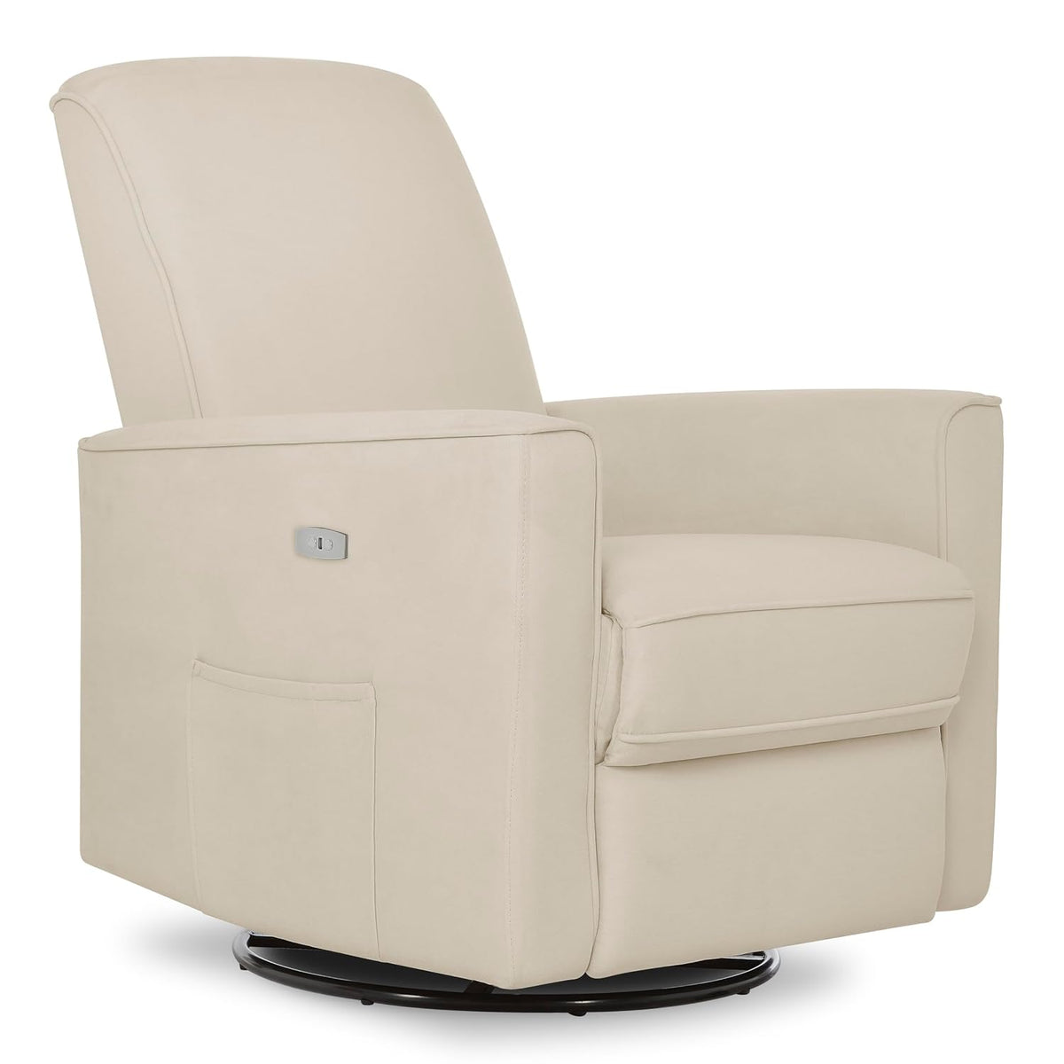 Harlow Upholstered Power Glider Recliner with USB Charging – Rocking & 275° Swivel with Smooth Glide – Greenguard Gold & FSC Certified – Modern Nursery and Living Room Chair in Light Sand