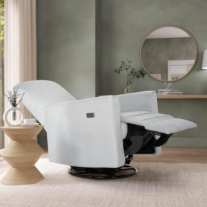 Harlow Upholstered Power Glider Recliner with USB Charging – Rocking & 275° Swivel with Smooth Glide – Greenguard Gold & FSC Certified – Modern Nursery and Living Room Chair in Light Sand