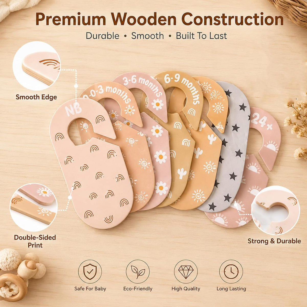 8 Pcs Wooden Baby Closet Dividers