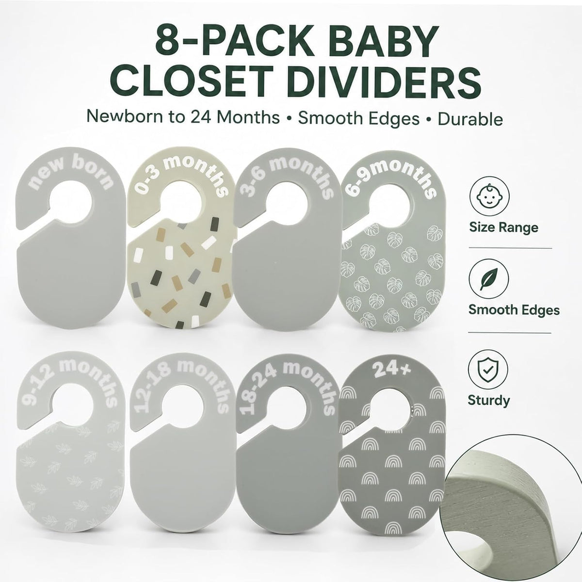 8 Pcs Wooden Baby Closet Dividers