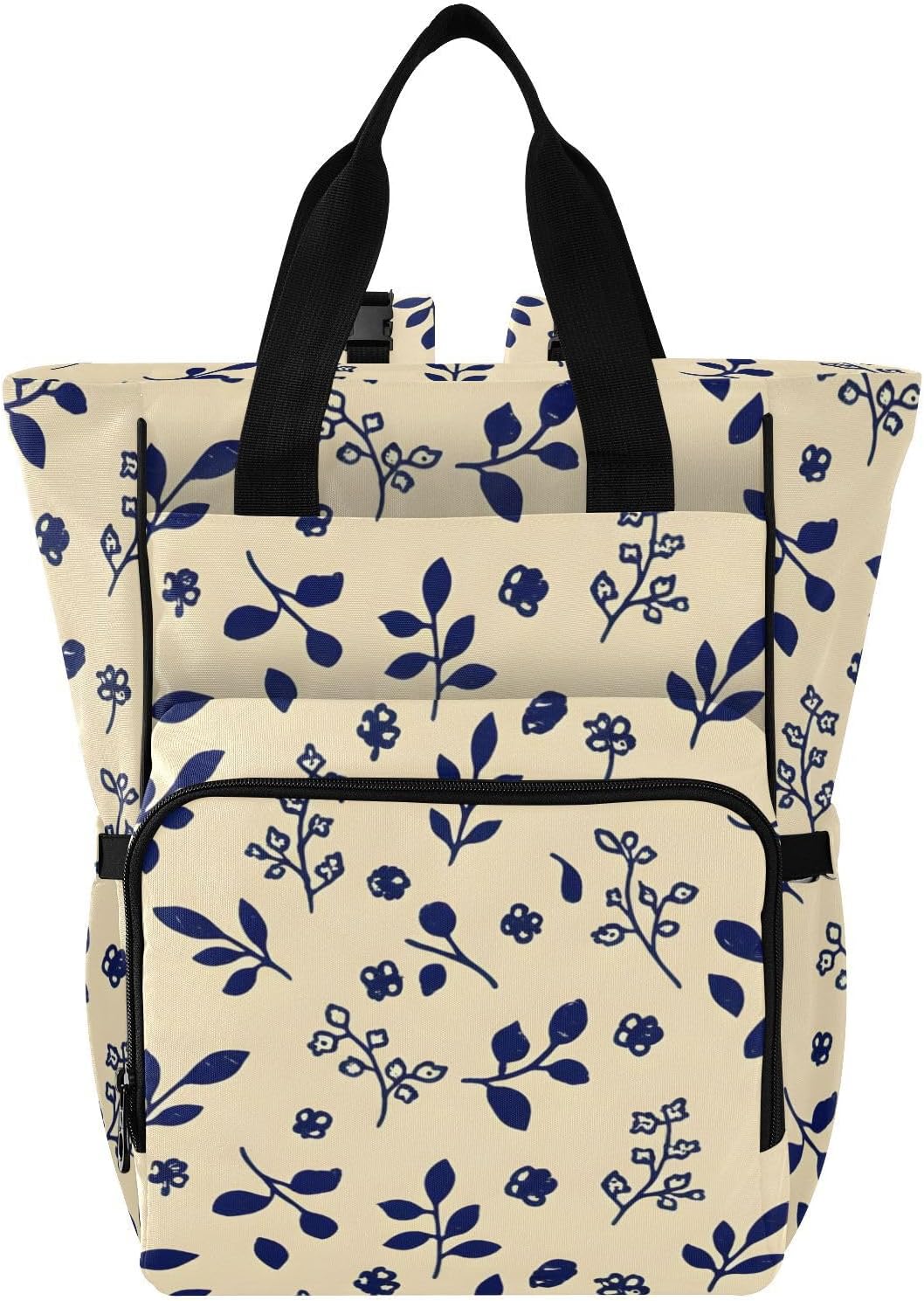 Diaper Bag Backpack, Multifunction Travel Bag for Moms Dads, Baby Changing Bag with Insulted Pockets, Stroller Straps and Side Bottle Pockets Floral Pattern