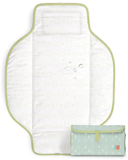 Portable Diaper Changing Pad - Waterproof Travel Changing Mat with Built-in Pillow, Gifts for Baby Shower, Newborn Girls & Boys（Green Forest）