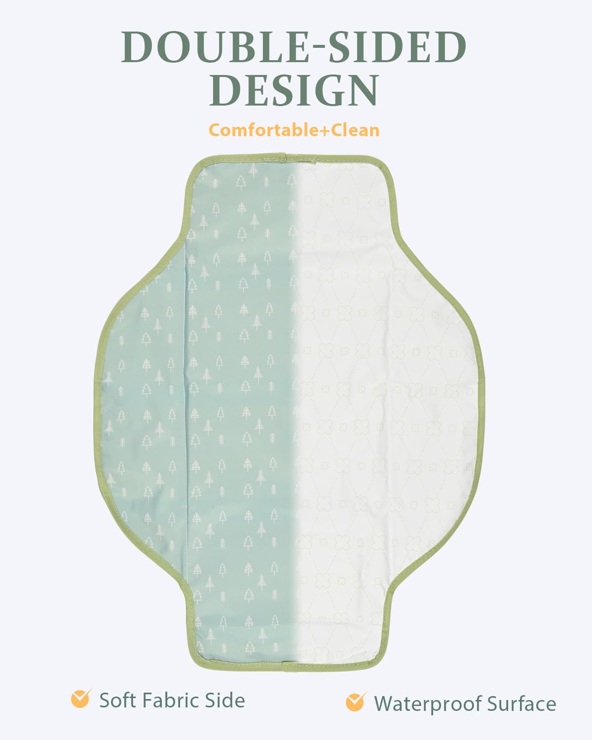 Portable Diaper Changing Pad - Waterproof Travel Changing Mat with Built-in Pillow, Gifts for Baby Shower, Newborn Girls & Boys（Green Forest）