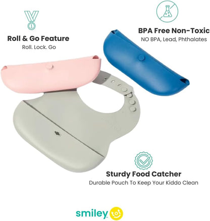 Silicone Baby Bib, Roll-Up Travel Feeding Bib