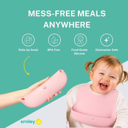 Silicone Baby Bib, Roll-Up Travel Feeding Bib