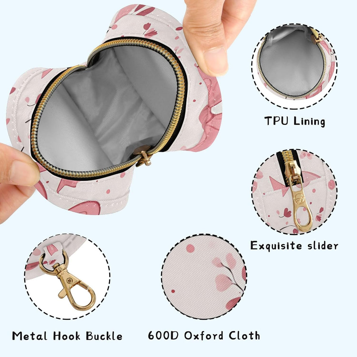 Pink Bows Baby Pacifier Holder Case, Dustproof Portable Storage Box for Diaper Bag Purse, Pacifier Storage Container for Boys & Girls