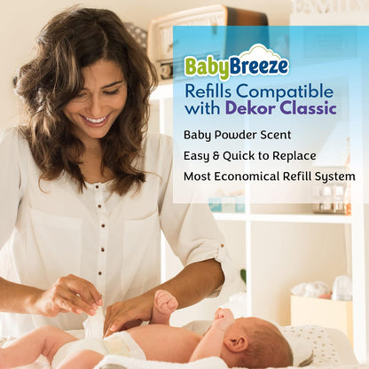 Diaper Pail Refills Compatible with Dekor Classic – 4 Pack Continuous Refill Bags – Powder Scent Odor Control – Leak Resistant Diaper Disposal Liners – Holds Up to 1980 Diapers