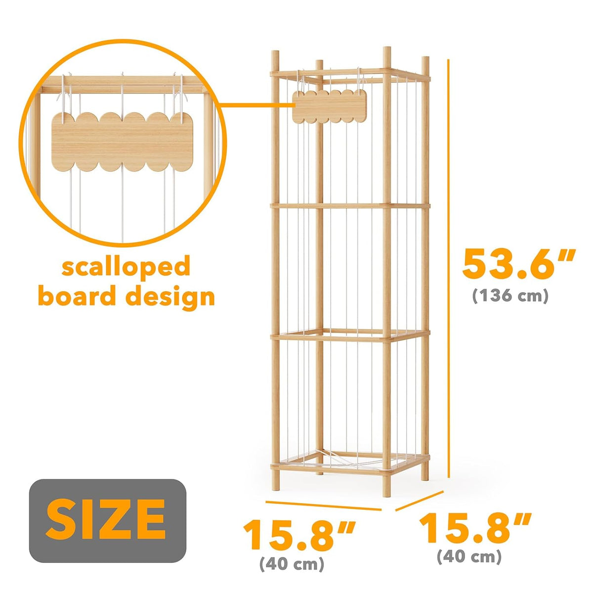 Stuffed Animal Storage Organizer, Wood Animals Zoo Toy Plushies Storage Holder, Large Capacity Plush Toy Cage for Playroom Organization, 15.8" Wide, Natural