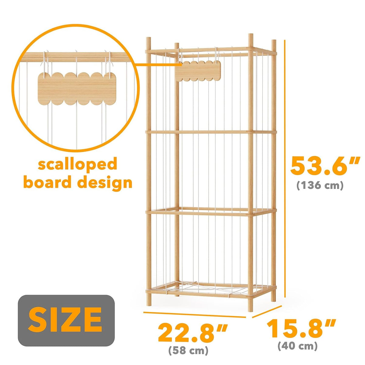 Stuffed Animal Storage Organizer, Wood Animals Zoo Toy Plushies Storage Holder, Large Capacity Plush Toy Cage for Playroom Organization, 15.8" Wide, Natural