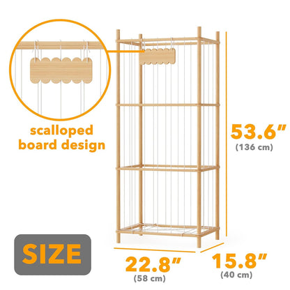 Stuffed Animal Storage Organizer, Wood Animals Zoo Toy Plushies Storage Holder, Large Capacity Plush Toy Cage for Playroom Organization, 15.8" Wide, Natural