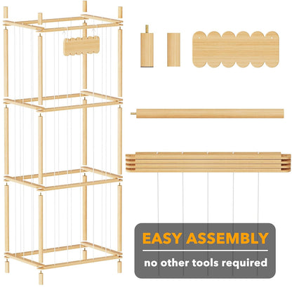 Stuffed Animal Storage Organizer, Wood Animals Zoo Toy Plushies Storage Holder, Large Capacity Plush Toy Cage for Playroom Organization, 15.8" Wide, Natural