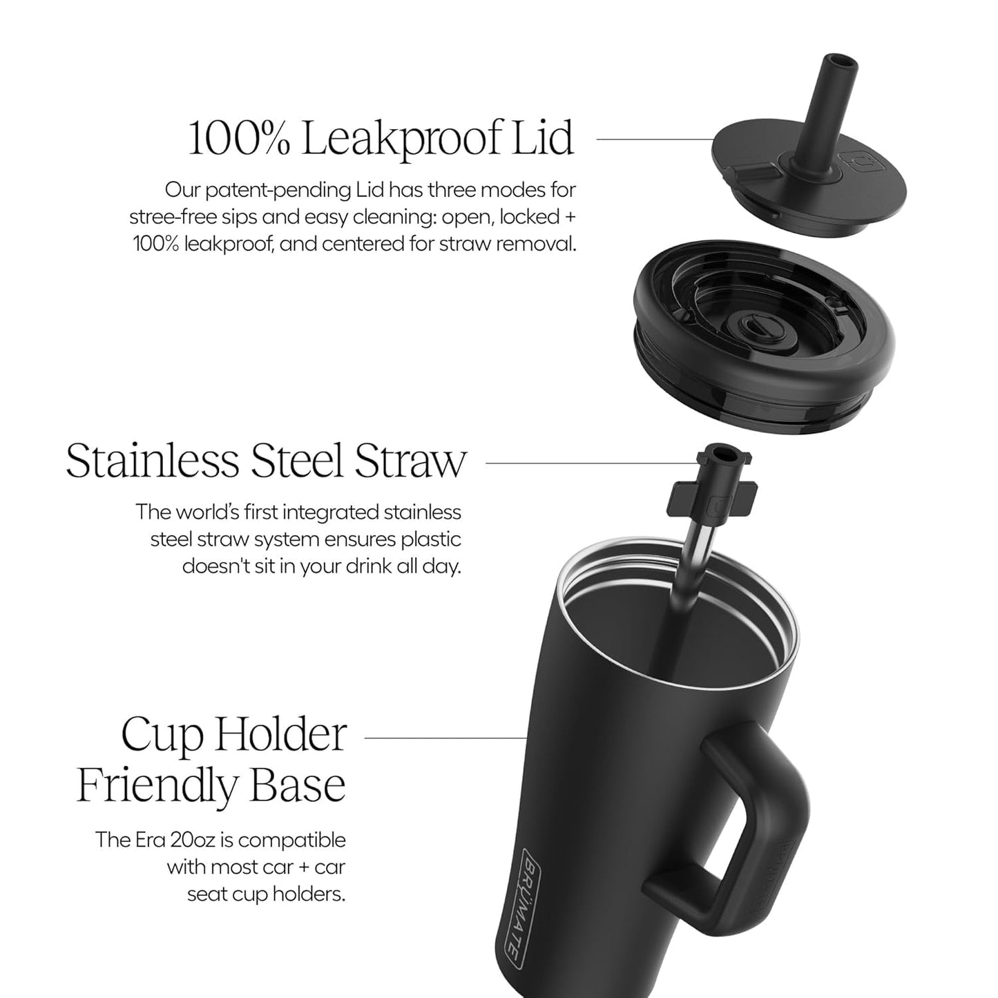 Era 20 oz Tumbler with Handle and Straw | 100% Leakproof Insulated Tumbler with Lid and Straw | Made of Stainless Steel | Cup Holder Friendly Base | 20oz (Dune)