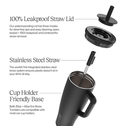 Era 20 oz Tumbler with Handle and Straw | 100% Leakproof Insulated Tumbler with Lid and Straw | Made of Stainless Steel | Cup Holder Friendly Base | 20oz (Dune)