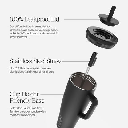 Era 20 oz Tumbler with Handle and Straw | 100% Leakproof Insulated Tumbler with Lid and Straw | Made of Stainless Steel | Cup Holder Friendly Base | 20oz (Dune)