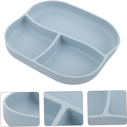 Silicone Suction Cup Food Plate with Multi Compartment Design Non Slip Divided Eating Training Plate for Elderly and Patients Food Grade Safe Silicone Tray for Self Feeding and